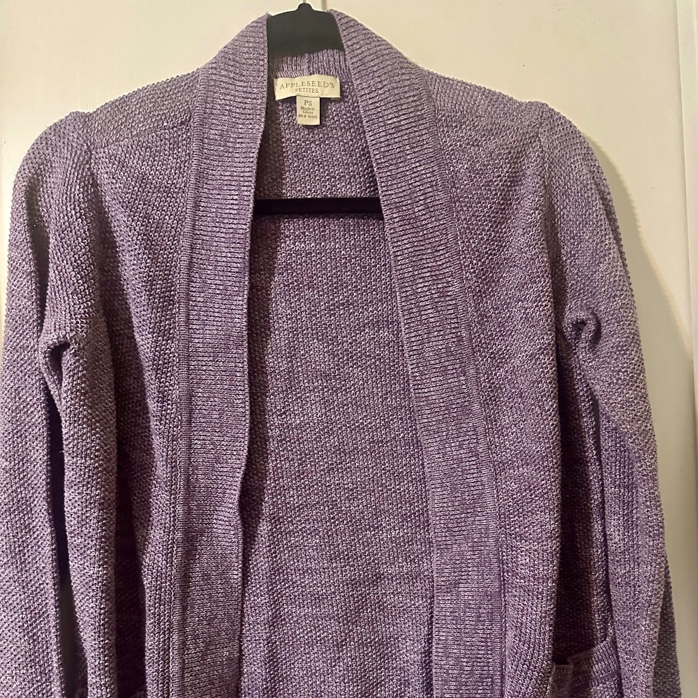 Appleseeds Purple Cardigan with Pockets